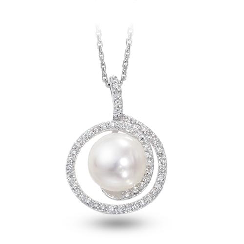 0.74 ct. Perle Diamant Halskette