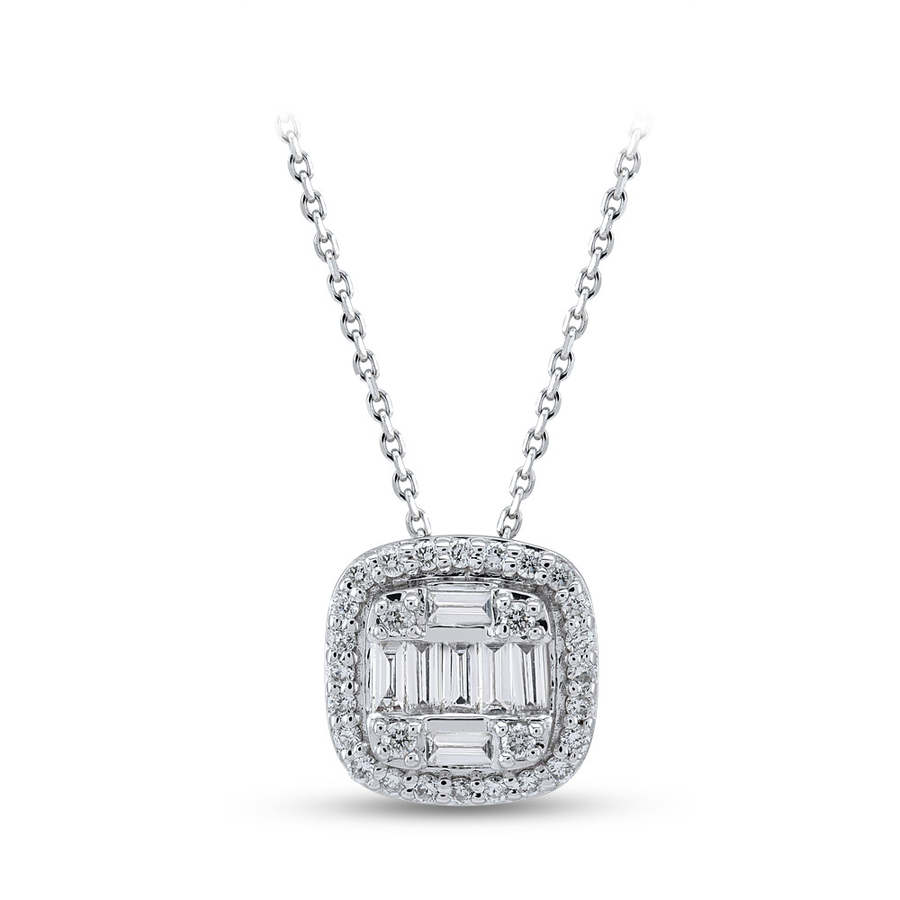 0.18 ct. Baguette Diamant Halskette