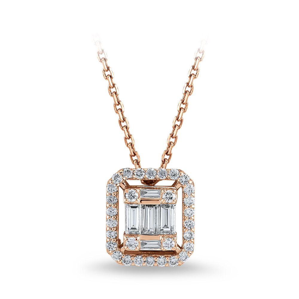 0.19 ct. Baguette Diamant Halskette