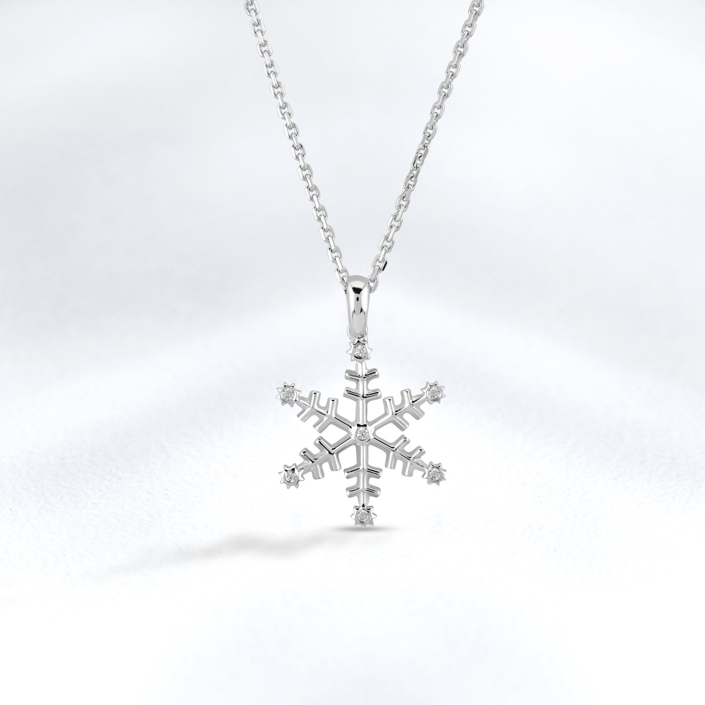White gold snowflake pendant discount