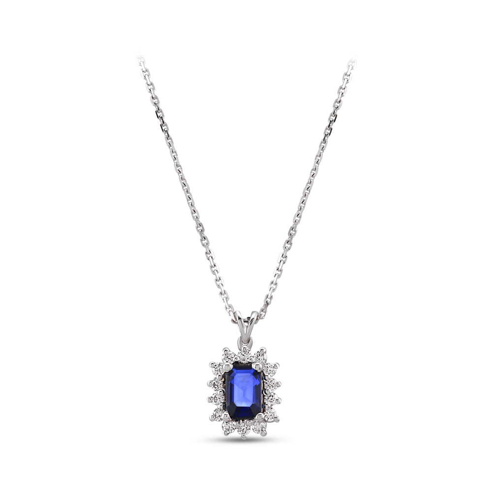 0.71 ct. Saphir Diamant Halskette