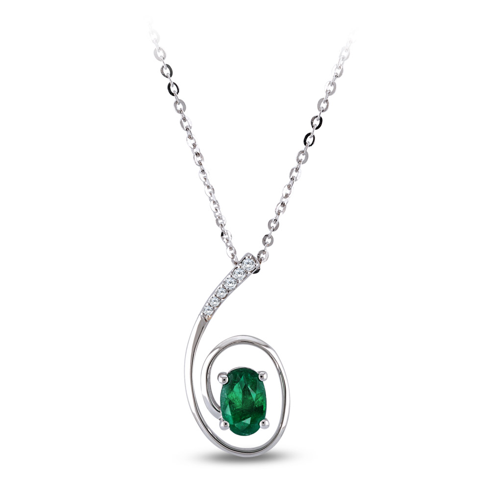 0.49 ct. Smaragd Diamant Halskette