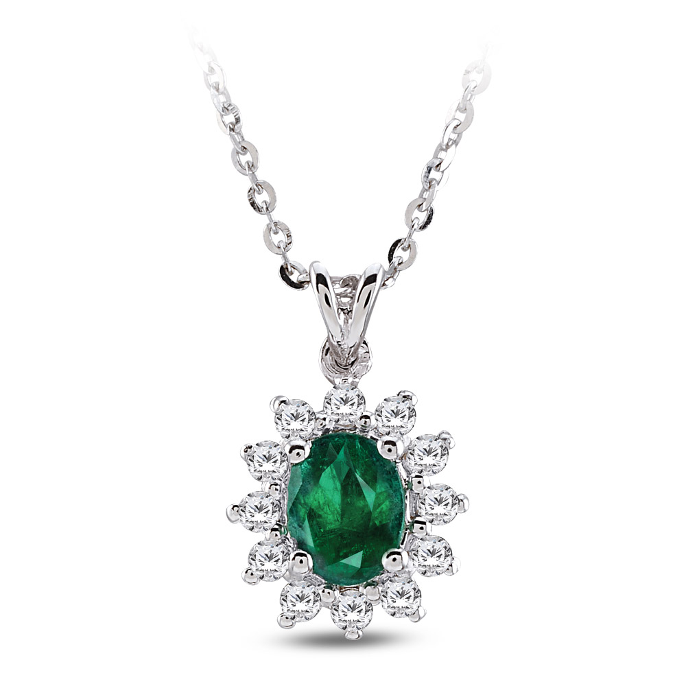 0.45 ct. Smaragd Diamant Halskette 