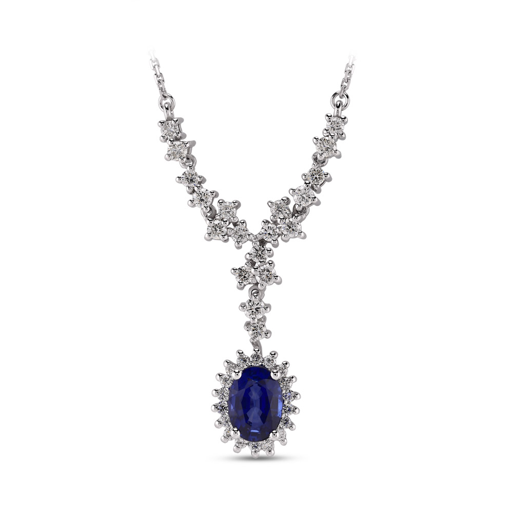 1.48 ct. Saphir Diamant Halskette