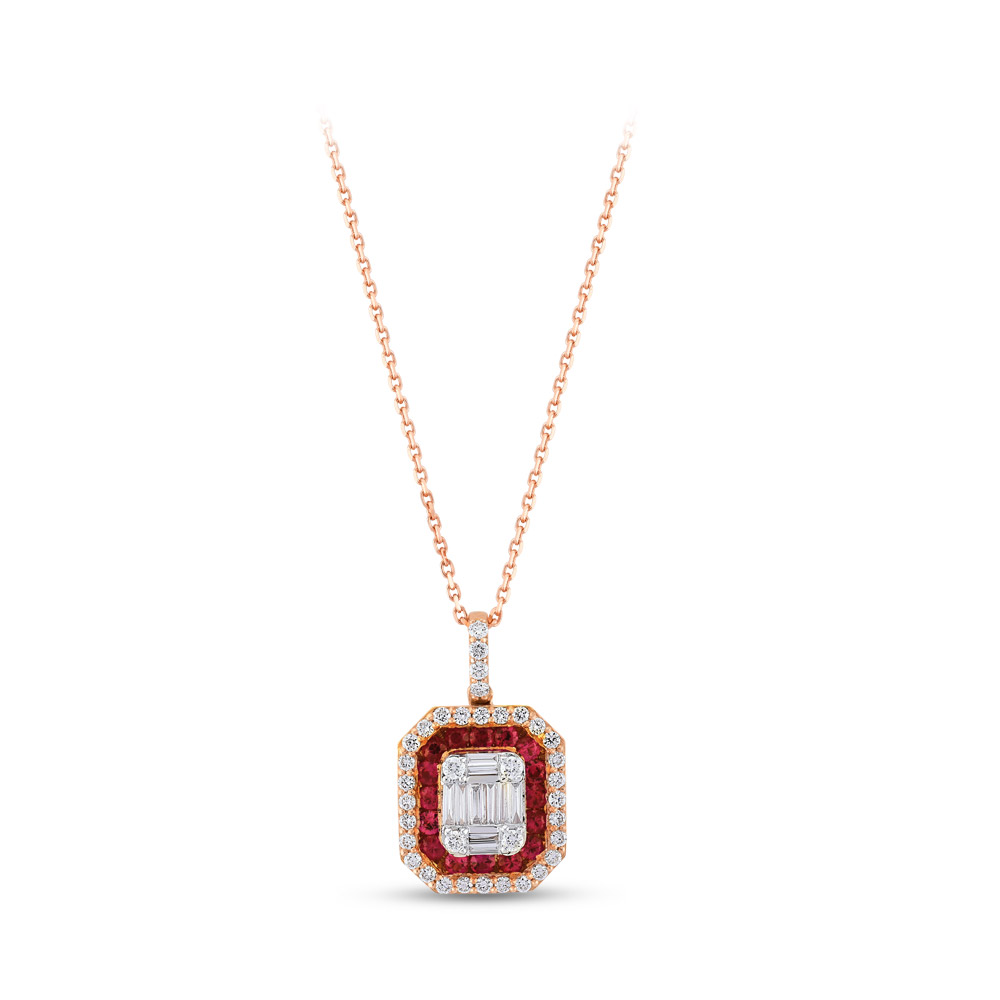 0.81 ct. Rubin Diamant Halskette