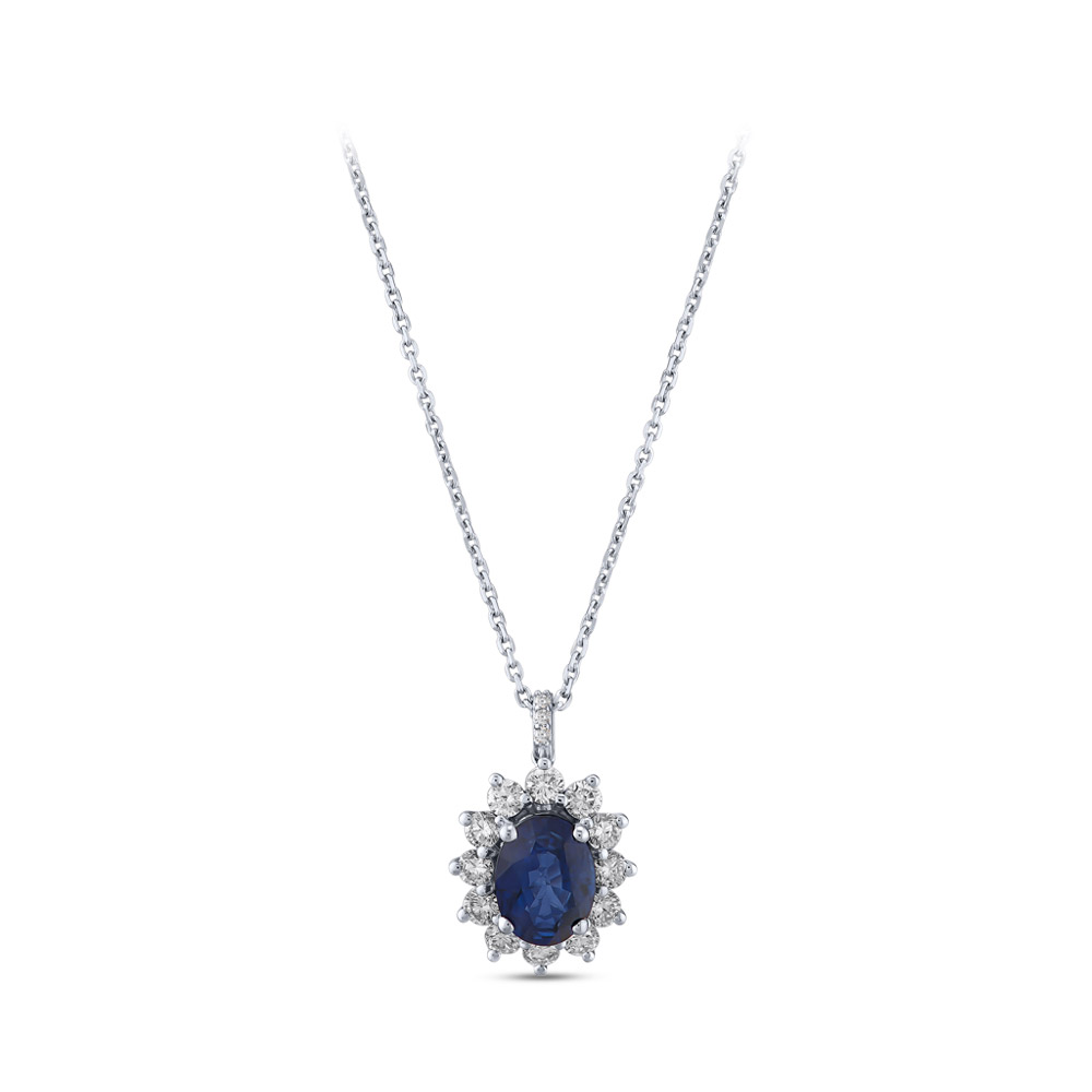 1.79 ct. Saphir Diamant Halskette