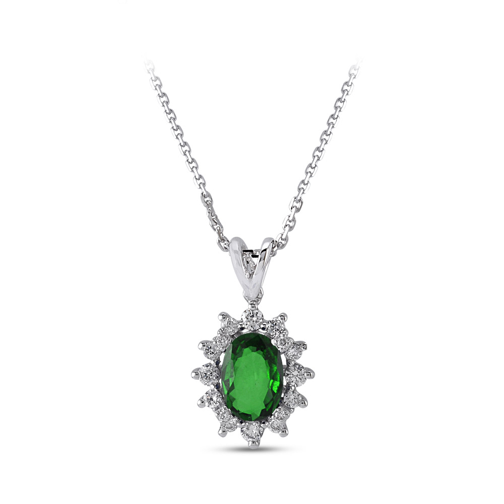0.81 ct. Smaragd Diamant Halskette