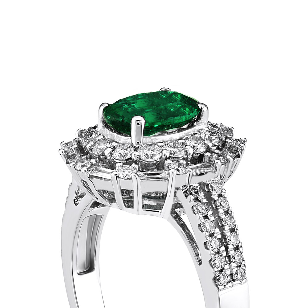 1.64 ct. Smaragd Baguette Diamantring