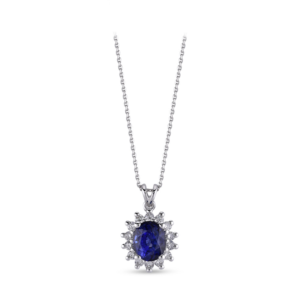 1.14 ct. Saphir Diamant Anänger mit Halskette