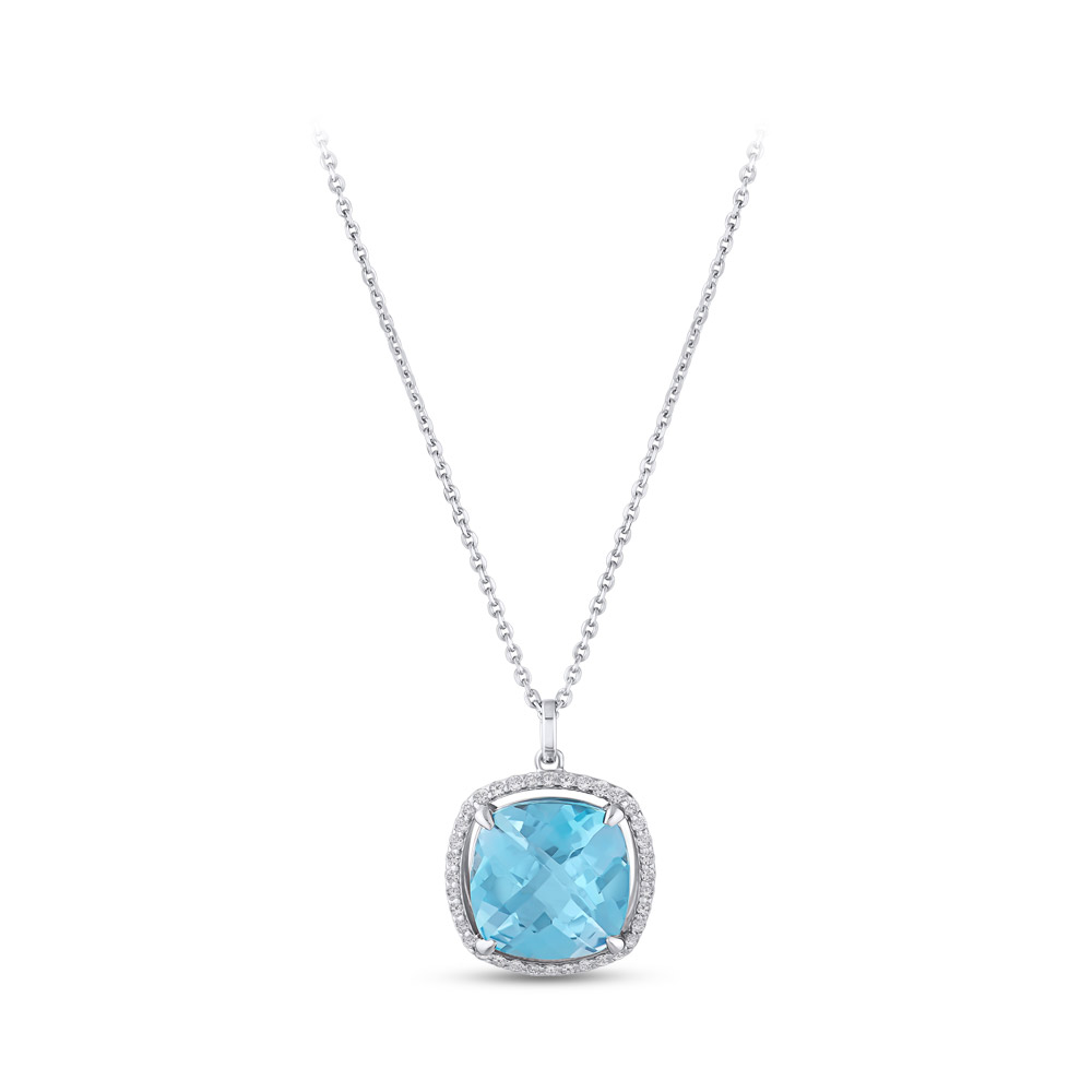 5.23 ct. Blauer Topas Diamant Halskette